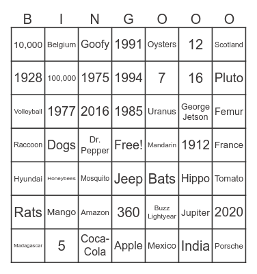 AF OOS Trivia BINGOOO!! (Jan 2024) Bingo Card