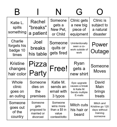 Notorious SMC 2024 Bingo Card