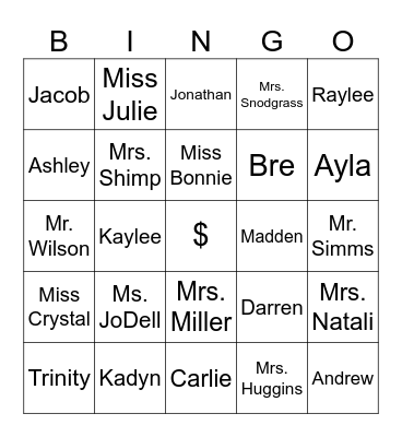 People We Know! Bingo Card