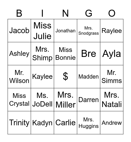 People We Know! Bingo Card