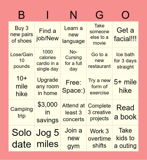 January-March 2024 Bingo Card Bingo Card