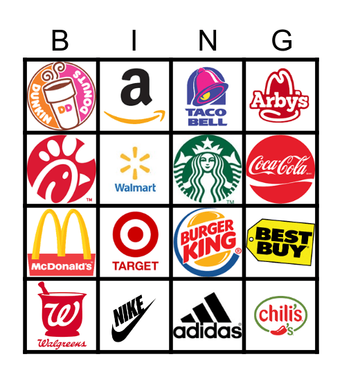 Brand Logos Bingo Card