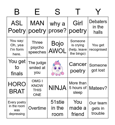 Poetry Bingo Card