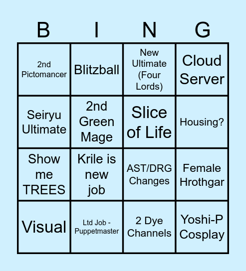 JP FanFest Appearance Bingo Card