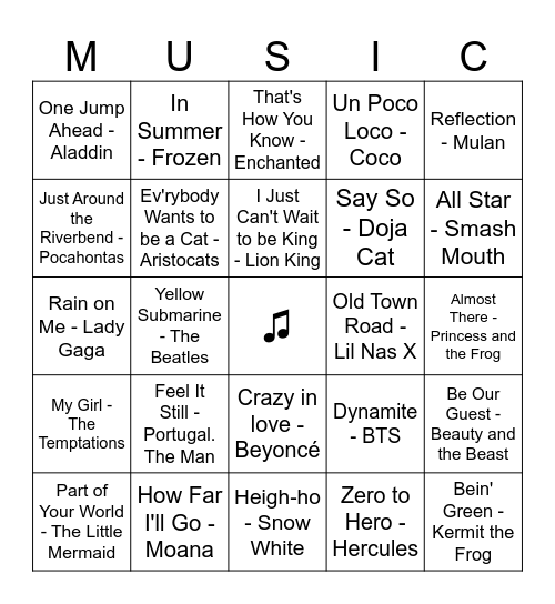 Music #2 Bingo Card