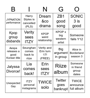 2024 BINGO Preditciotns Bingo Card