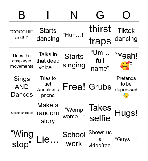 ASTOU SO SILLY! Bingo Card