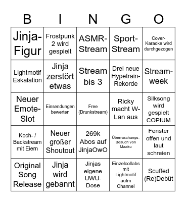 Jinja-Bingo 2024 Bingo Card