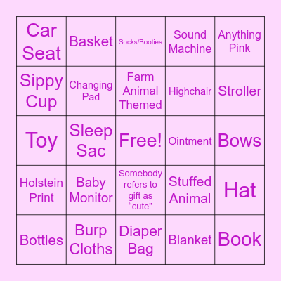 Baby Shower Bingo Card