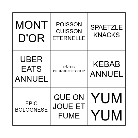 FRIDAY NIGHT Bingo Card