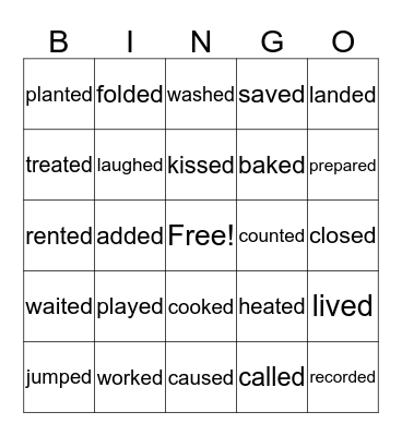 Ed Verbs Bingo Card