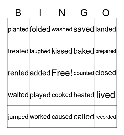 Ed Verbs Bingo Card