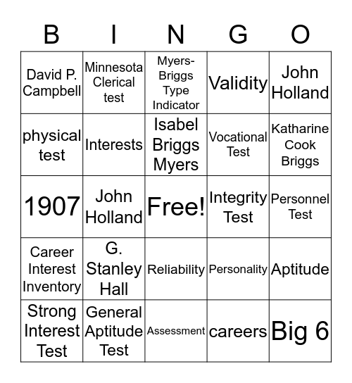 Chapter 16 Bingo Card