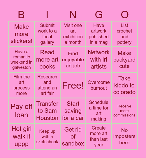 2 0 2 4   G O A L S Bingo Card