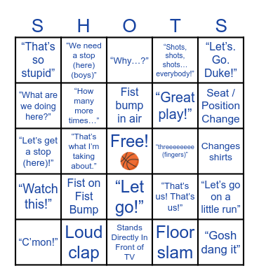 🏀 Duke Basketball Bingo (Shots) 🏀 Bingo Card