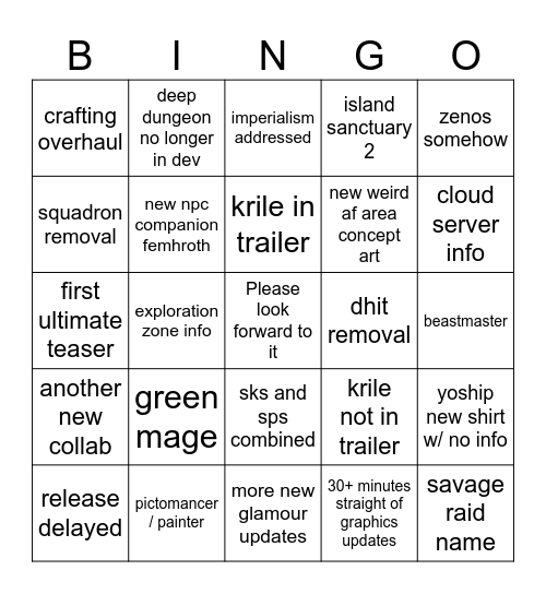 JP Fanfest Bingo Card