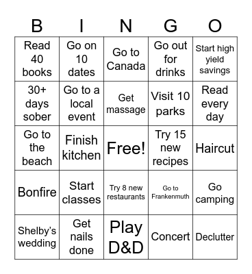 Life Bingo Card