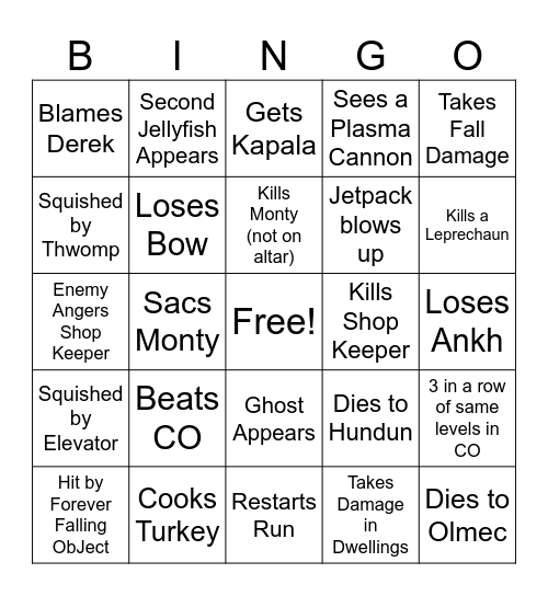 Malf Spelunky Bingo Card