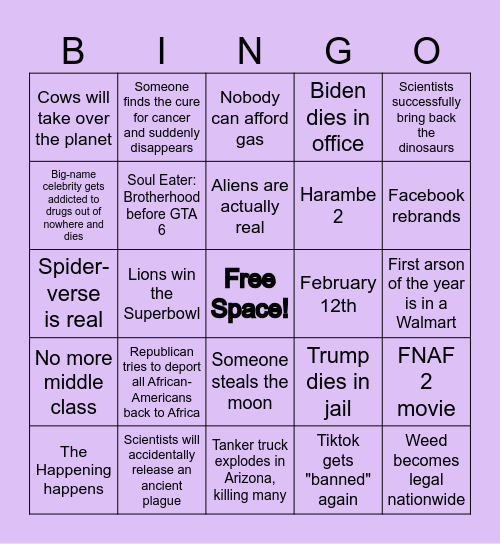 2024 Bingo Card Bingo Card