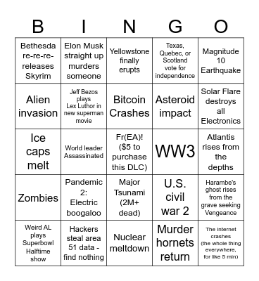 2024 Apocalypse Bingo Card