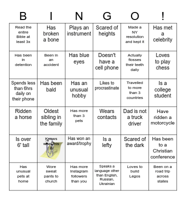 Find Someone Who Bingo Card