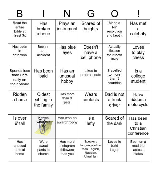 Find Someone Who Bingo Card