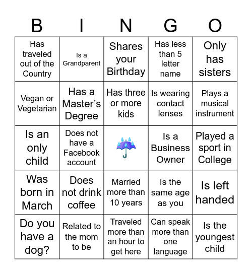 ☔️🌧️Rayne’s in the Forecast🌈☀️ Bingo Card