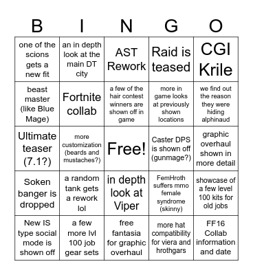 FF14 2024 Japan Fanfest Bingo Card