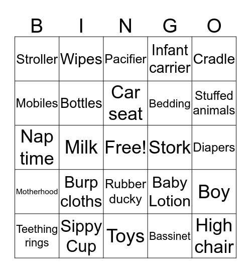 Yolanda and Matthew's Baby Shower Bingo Card