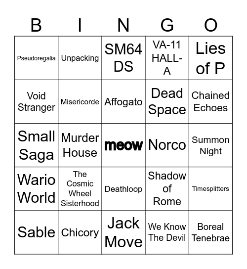 Proxy's Backlog Bingo Card