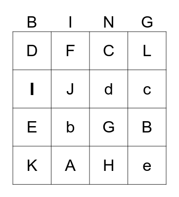 字母 Bingo Card