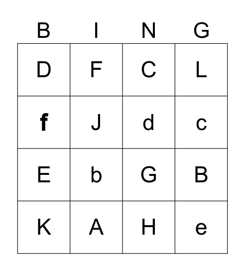 字母 Bingo Card
