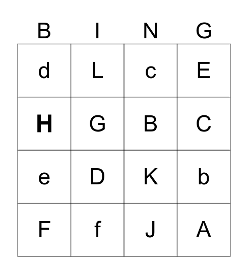 字母 Bingo Card