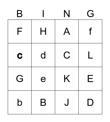 字母 Bingo Card