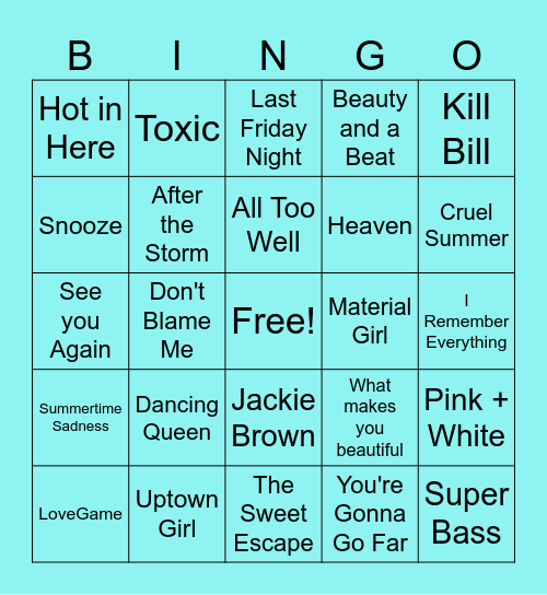 Radio Bingo Card