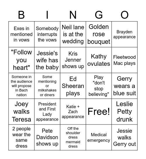 BACH Bingo Card