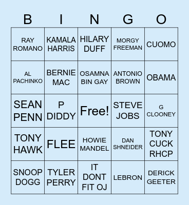 Epstein's List Bingo Card