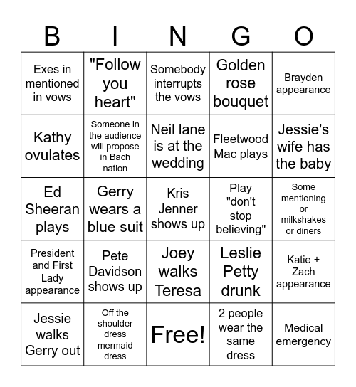 BACH Bingo Card
