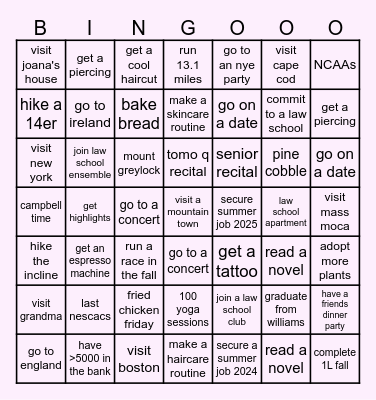frances's 2024 bingo card Bingo Card