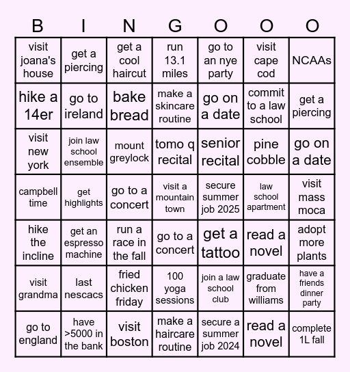frances's 2024 bingo card Bingo Card
