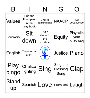 Principles and Values and Music, Oh My! Bingo Card