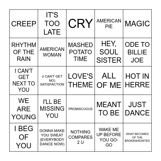 BILLBOARD #3S Bingo Card
