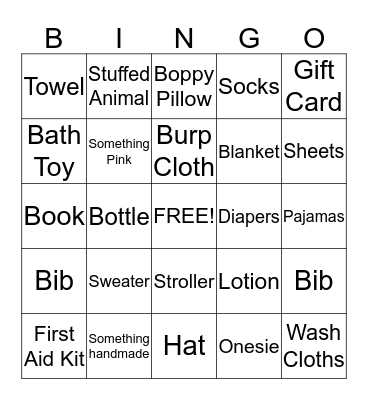 Baby Girl Bingo!  Bingo Card