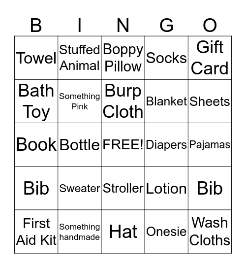 Baby Girl Bingo!  Bingo Card