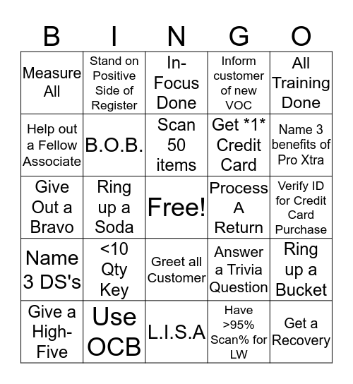 HOME DEPOT BINGO Card