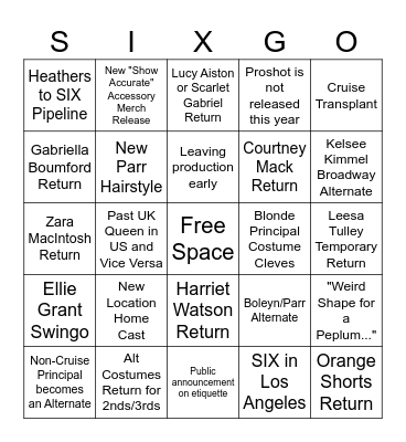 2024 SIX Bingo Card