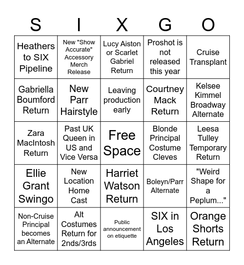 2024 SIX Bingo Card