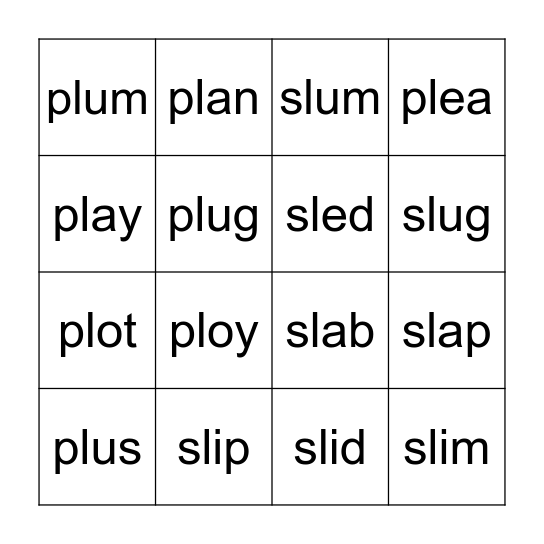 sl/pl Bingo Card