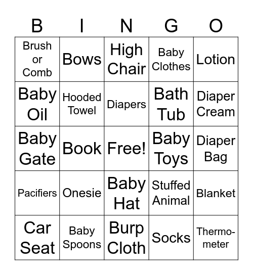 BABY BINGO Card