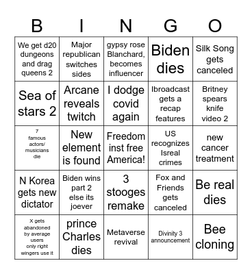 Bingo 2024 Bingo Card